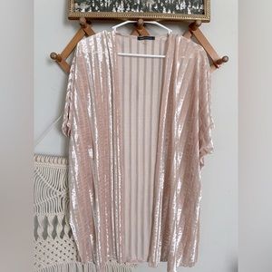 Bluheaven pink blush velvet kimono holiday church Valentines Day